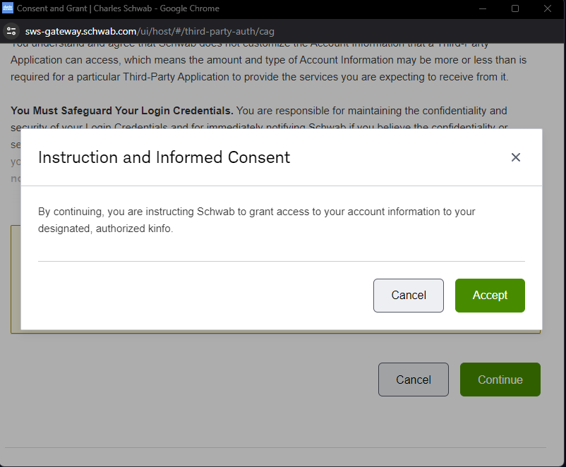 Schwab consent checkbox